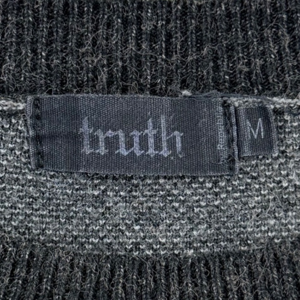 Truth Camo Crewneck Sweater Men Medium Gray Black Long Sleeve Knit SOFT AF - Picture 5 of 11
